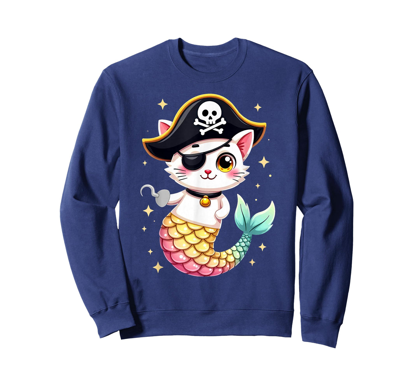 Cute Pirate Mermaid Cat Halloween T-Shirt