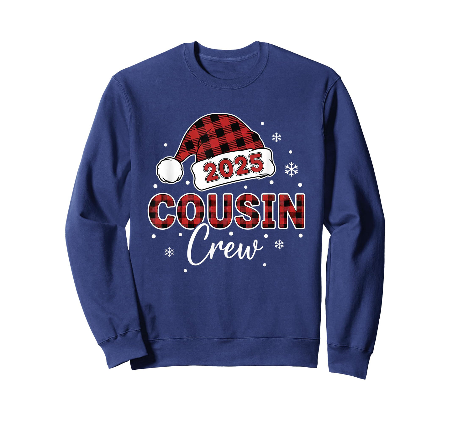 Christmas Buffalo Plaid 2025 Cousin Crew Santa Hat Xmas T-Shirt