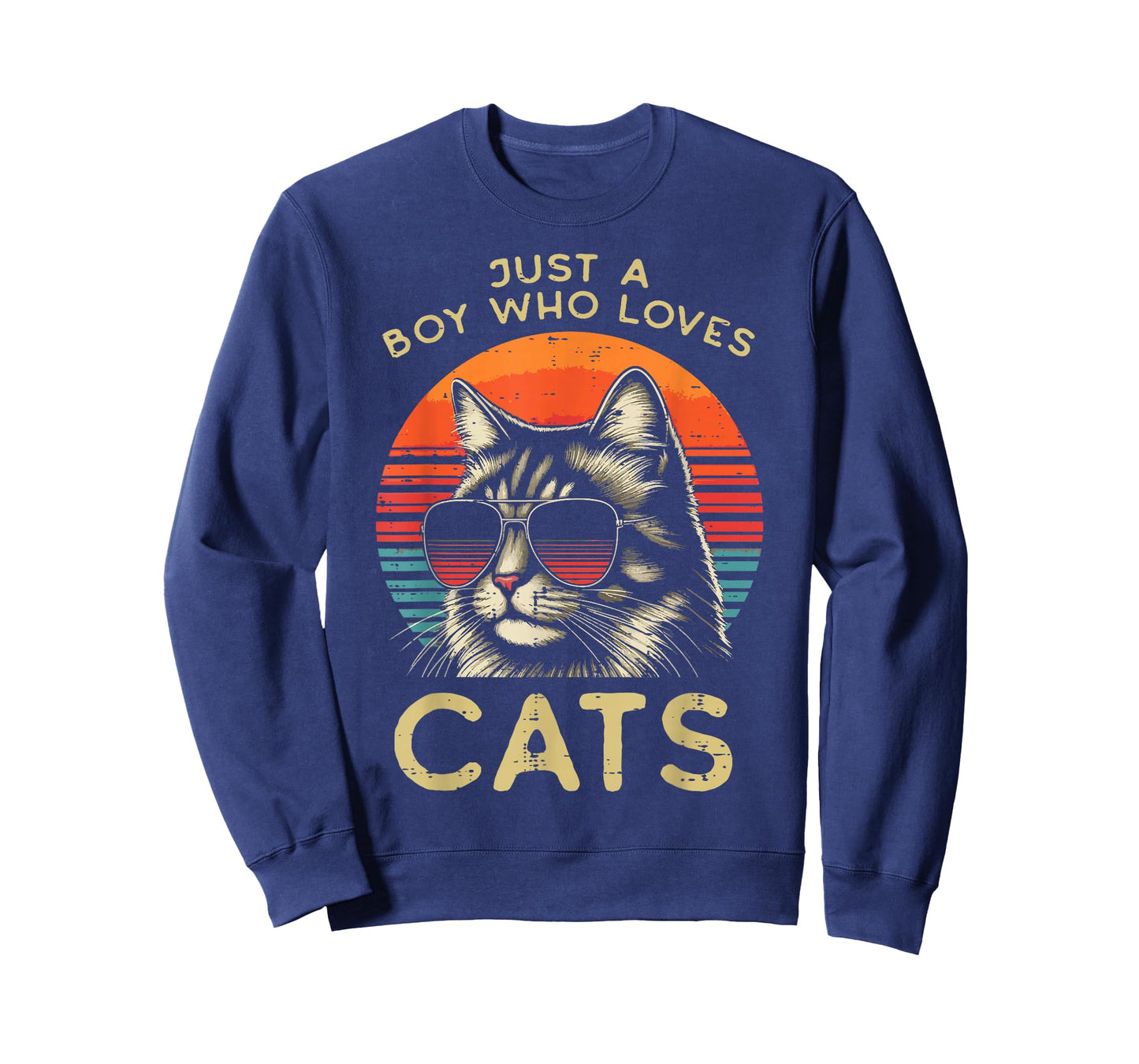 Just Boy Who Loves Cats Retro Kitten Kitty Boys Kids Men T-Shirt