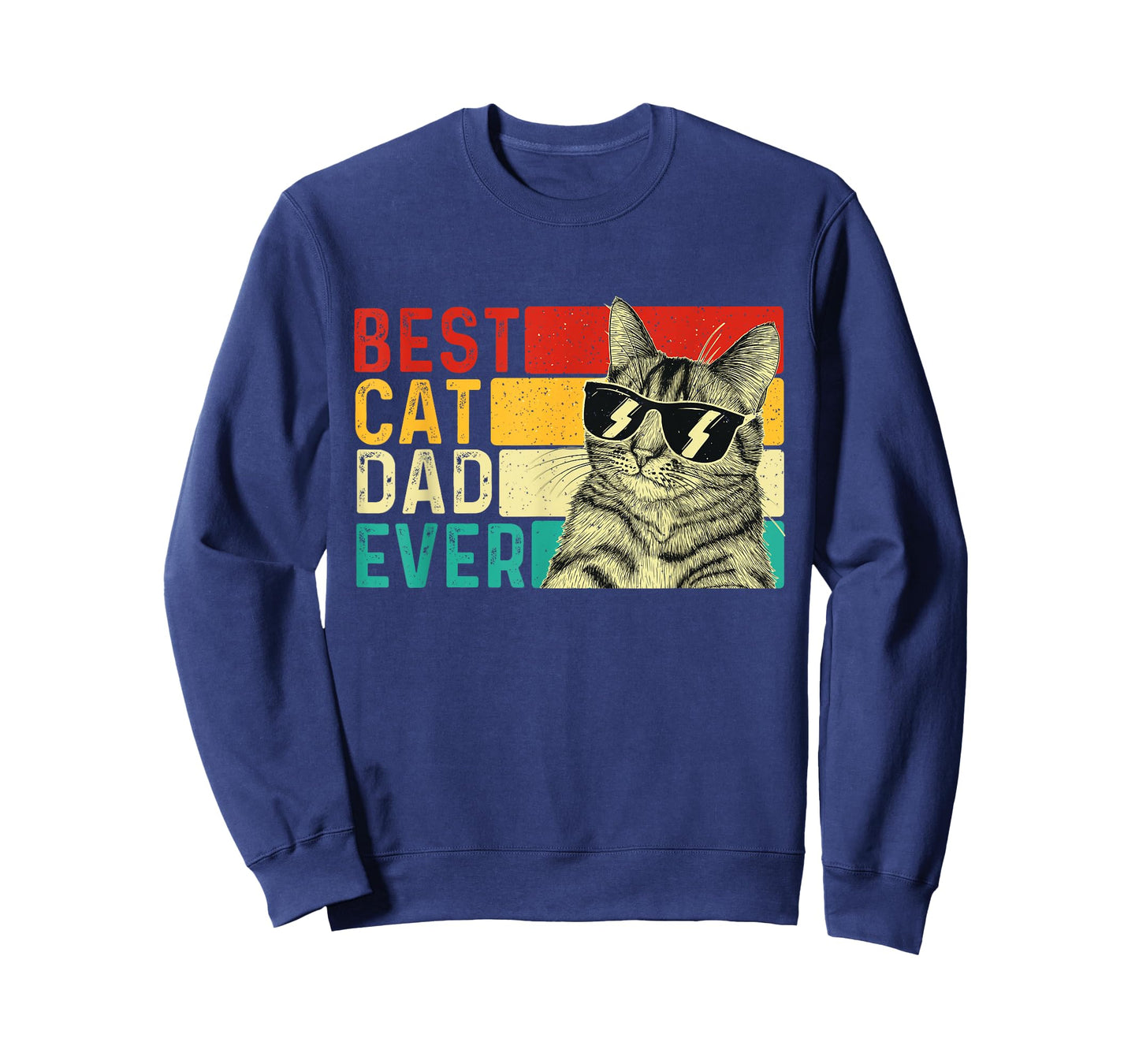 Best Cat Dad Ever - Retro Vintage Animal Pet Lover Kitten Men Women Kids T-Shirt
