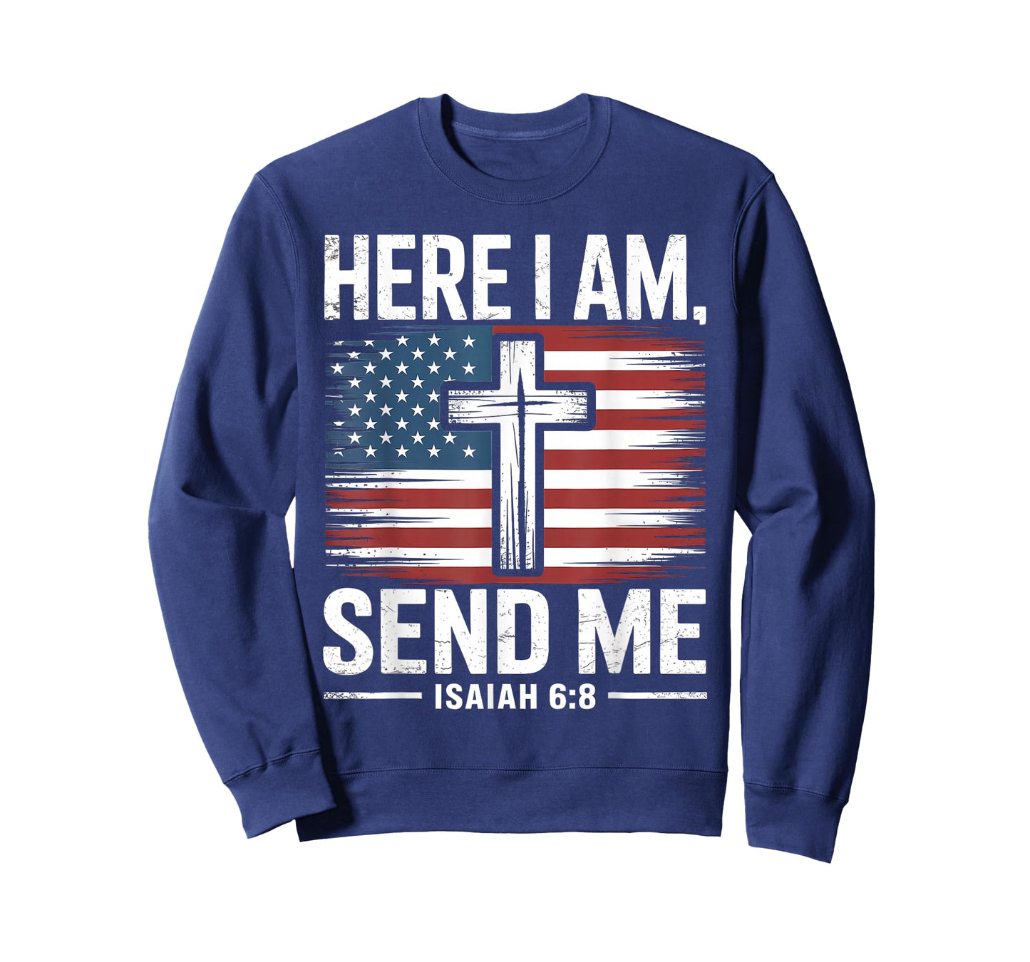 Here I Am Send Me Isaiah 6:8 Christian USA Flag Bible Verse T-Shirt