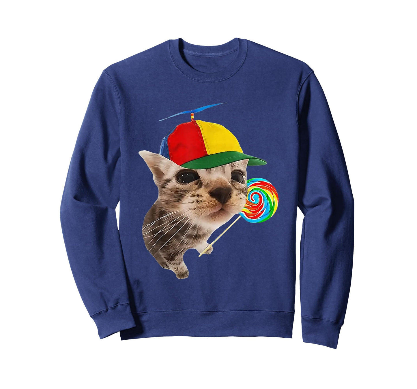 Silly Cat with Lollipop Meme Funny Cats Brainrot Men Women T-Shirt