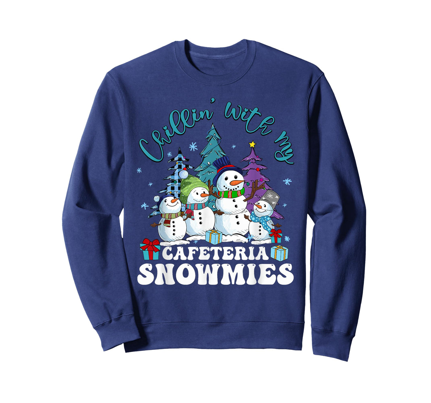 Chillin' With My Cafeteria Snowmies Christmas Lunch Lady T-Shirt