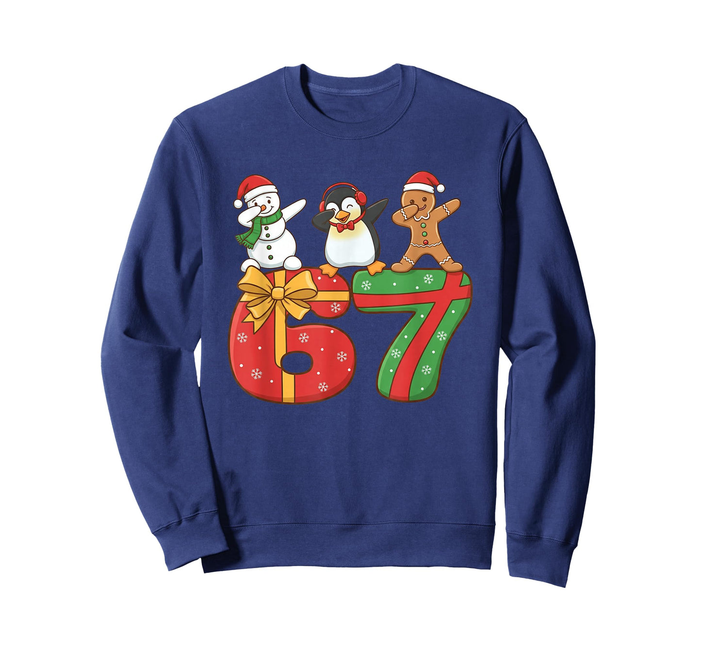 67 Christmas Dabbing Snowman Penguin Gingerbread 6 7 Meme T-Shirt