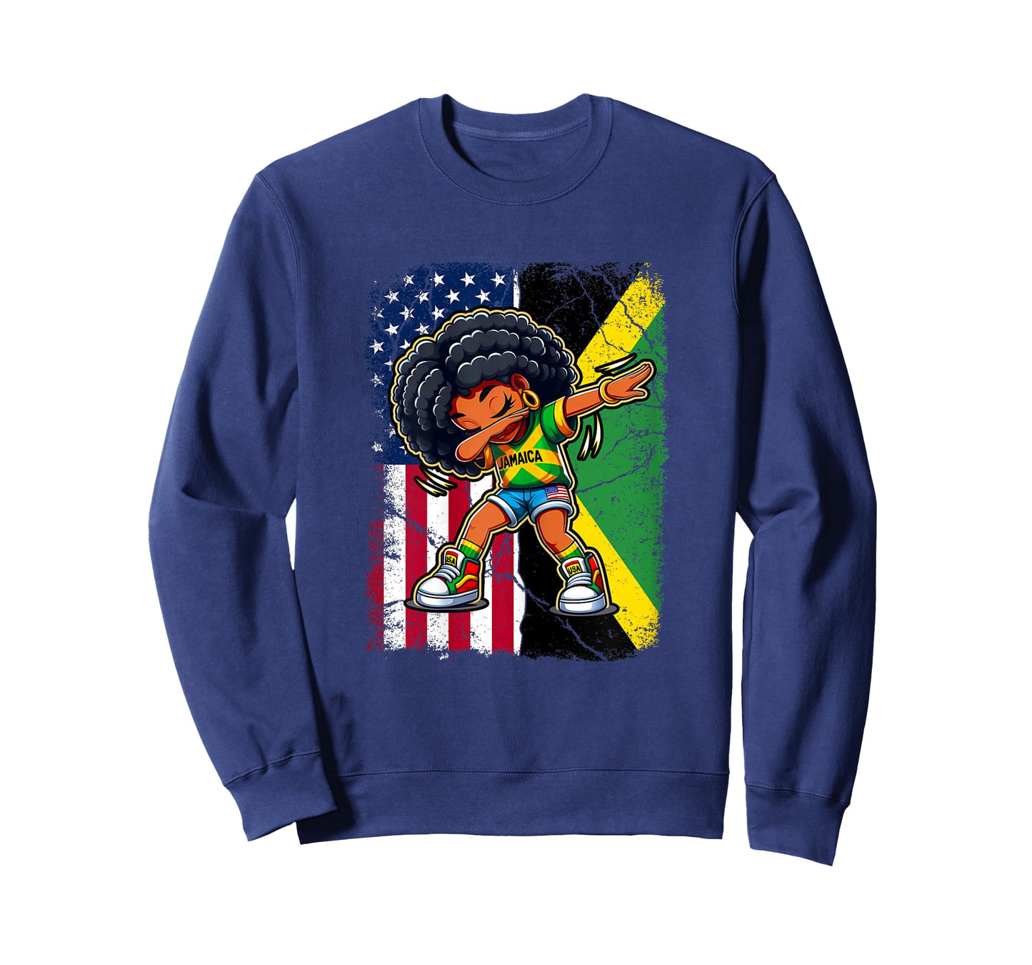 Jamaican Girl Kid Half American Half Jamaican Flag Patriotic T-Shirt