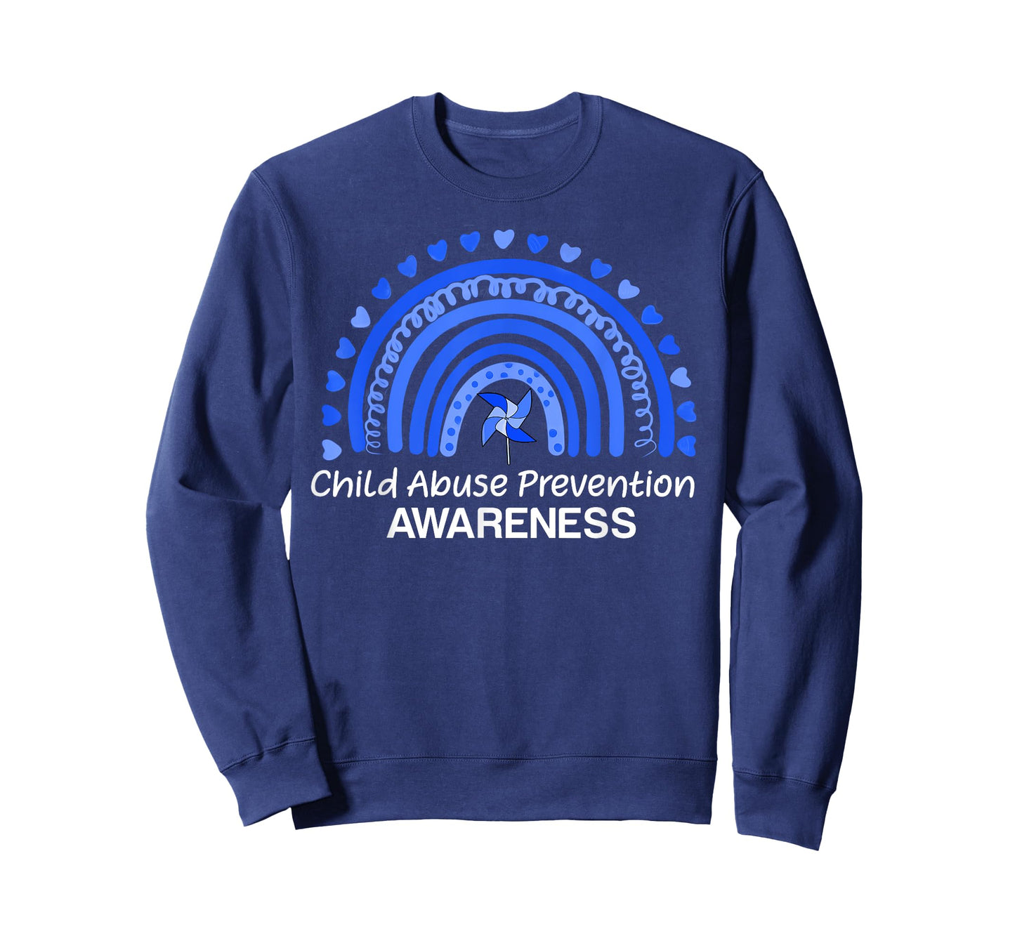 Child Abuse Prevention Awareness Blue Boho Rainbow Pinwheel T-Shirt