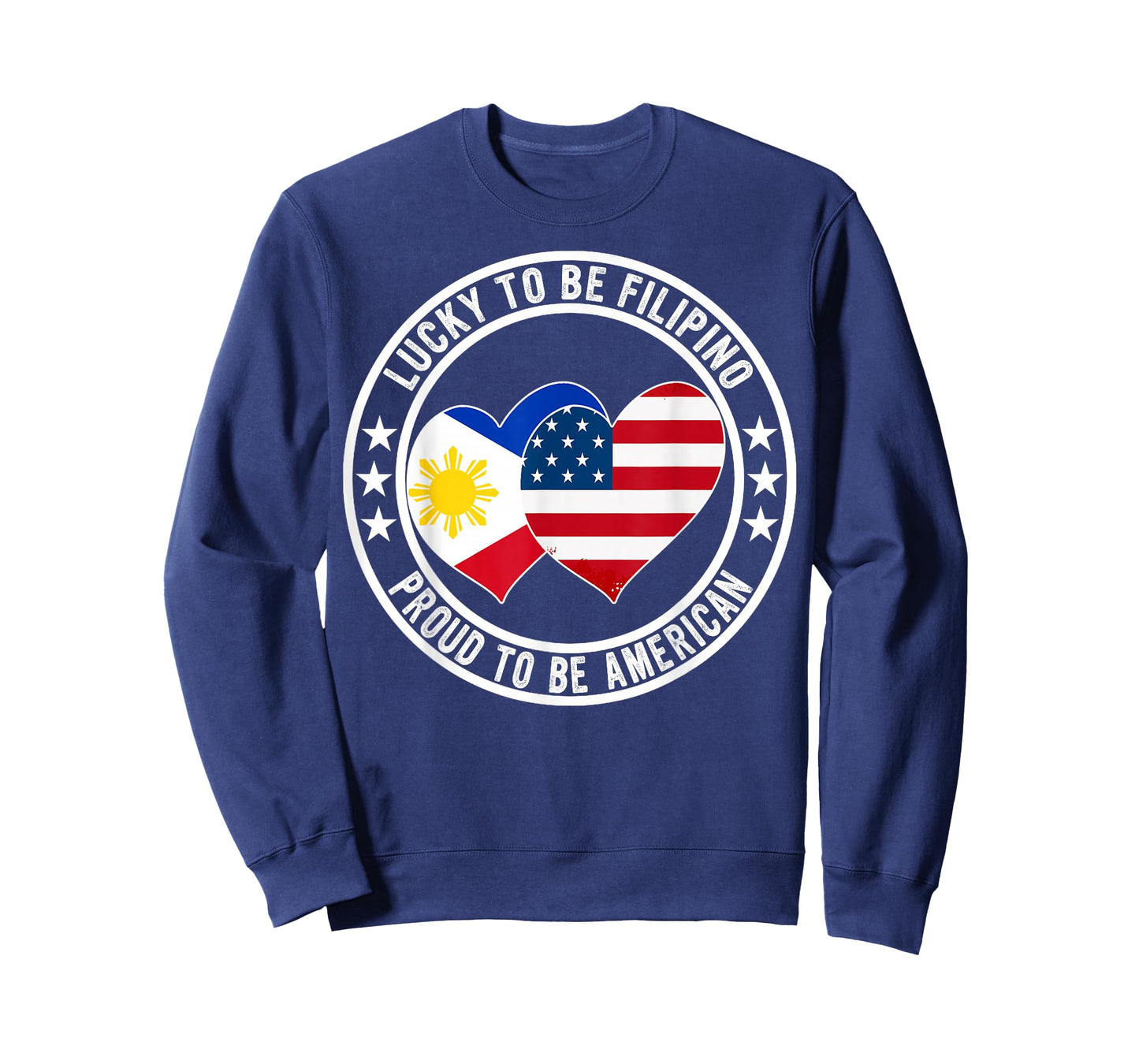 Lucky To Be Filipino Proud To Be American Funny Flag Graphic T-Shirt