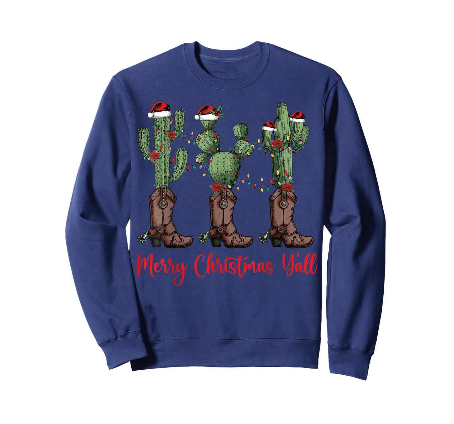 Merry Christmas Y'all Western Country Cowboy Boots Holiday T-Shirt