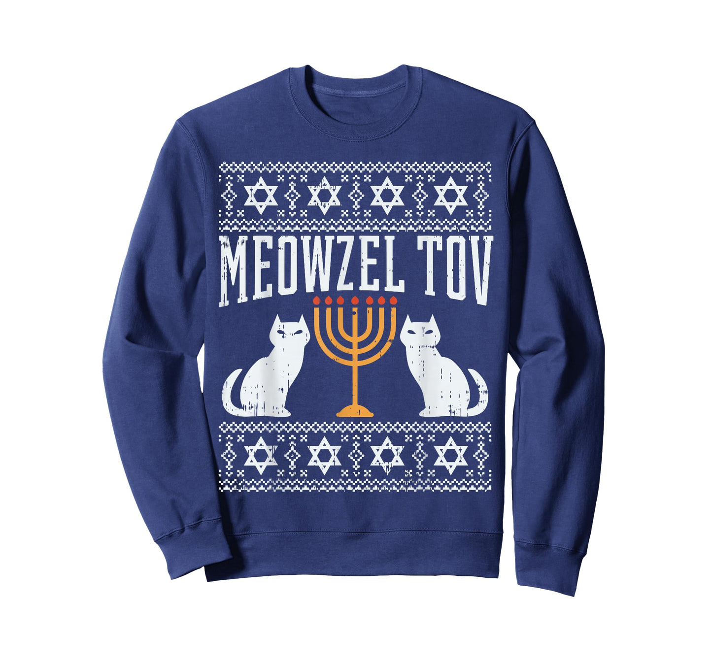 Meowzel Tov Chanukah Jewish Cat Owner Ugly Hanukkah Gift T-Shirt
