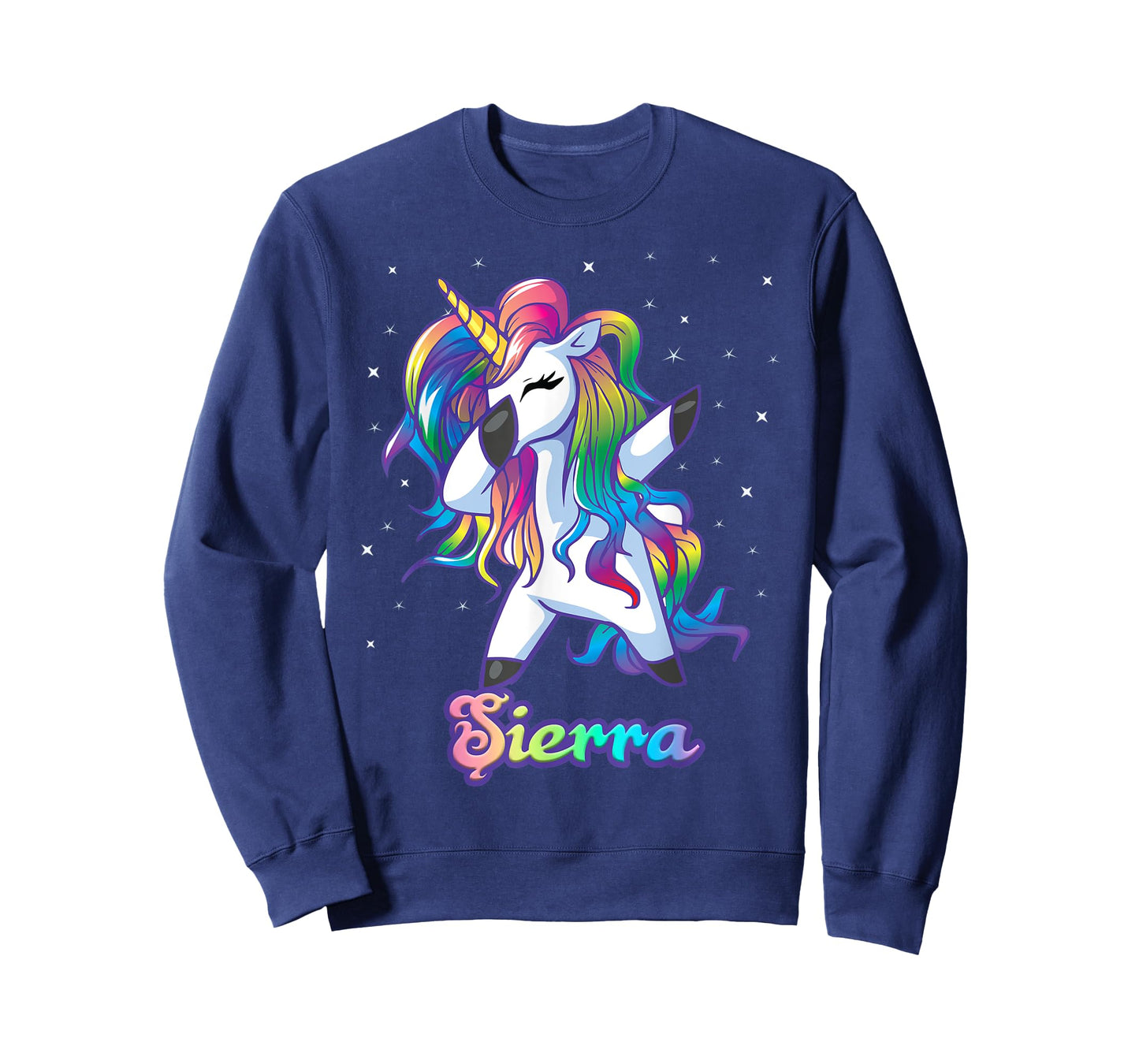 SIERRA Name Personalized Custom Rainbow Unicorn Dabbing T-Shirt