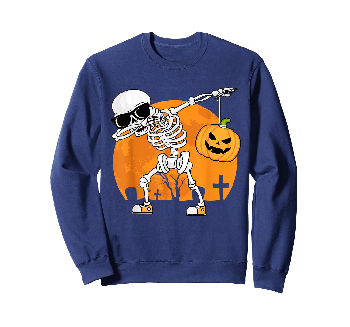 Dabbing Skeleton Funny Halloween Pumpkin Men Boys Kids T-Shirt