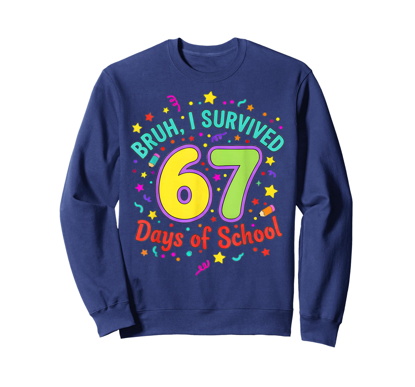 Bruh I Survived 67 Days of School Meme Kids Boys 67th Day T-Shirt