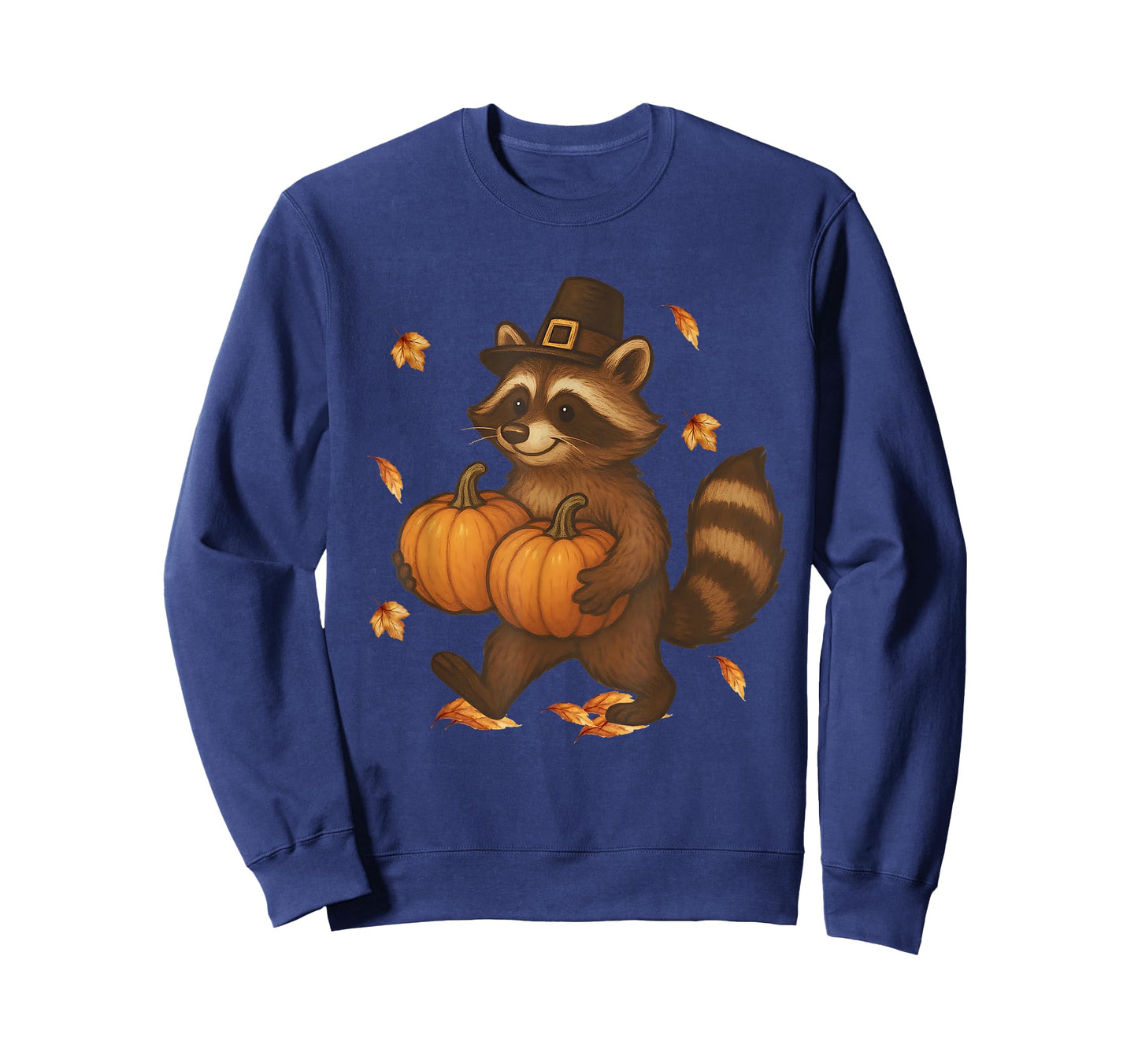 Cute Thanksgiving Raccoon with Pumpkins Pilgrim Fall Leaves T-Shirt