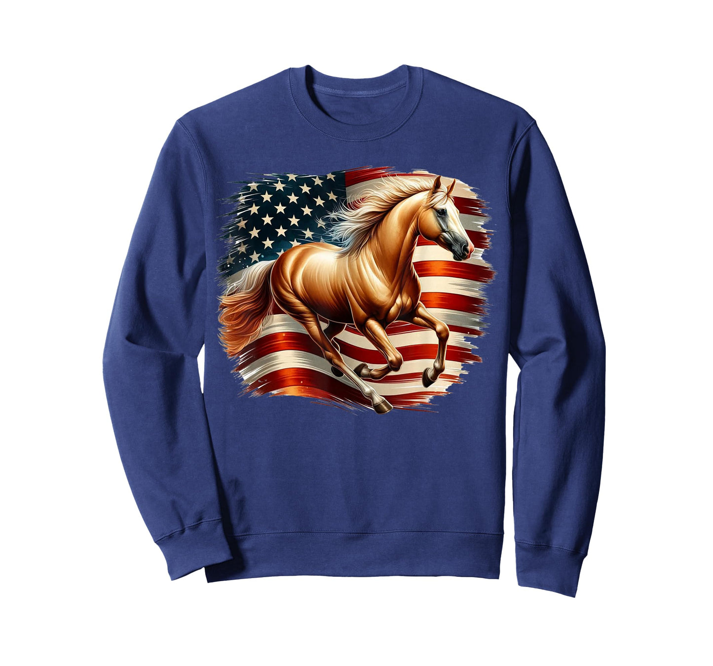 Patriotic Palomino Horse With American Flag Background T-Shirt