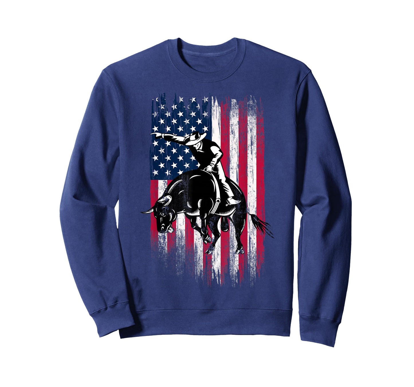 Rodeo Bull Rider Patriotic American Flag Cowboys T-Shirt Small