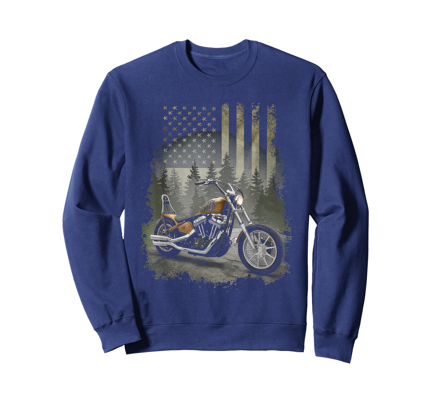 American Flag Motorcycle Tshirt USA Flag Biker Retro T-Shirt