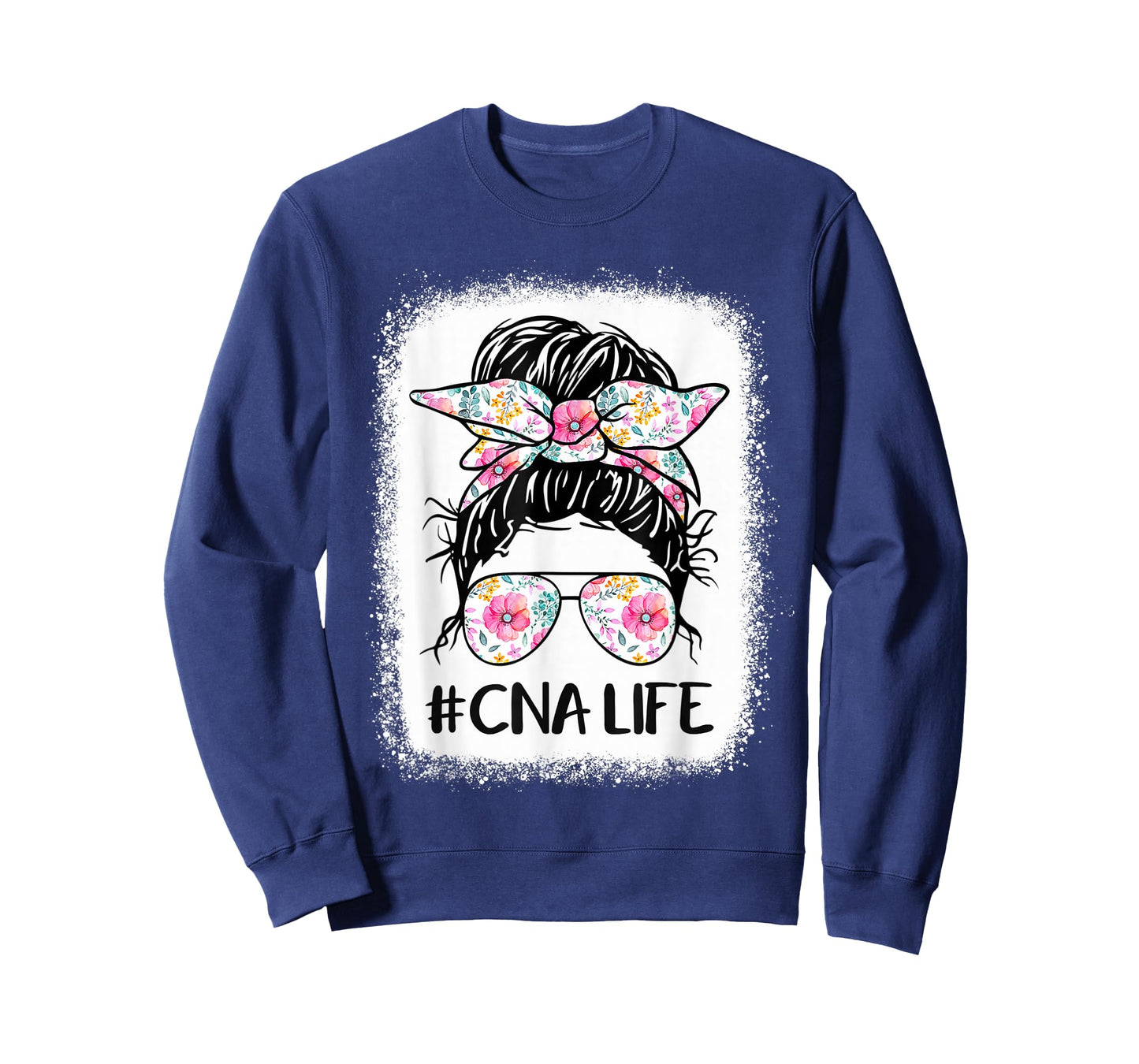 CNA Life Bleached Shirts Flower Messy Bun CnaLife T-Shirt