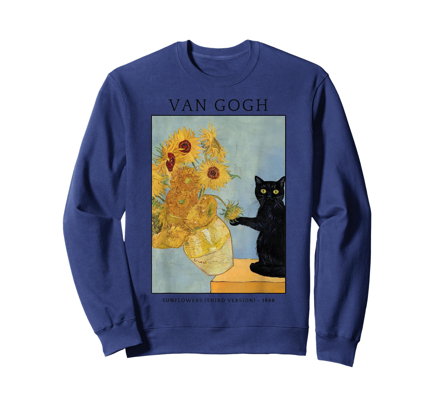 Funny Cat & Sunflowers Van Gogh Art Parody Vintage T-Shirt