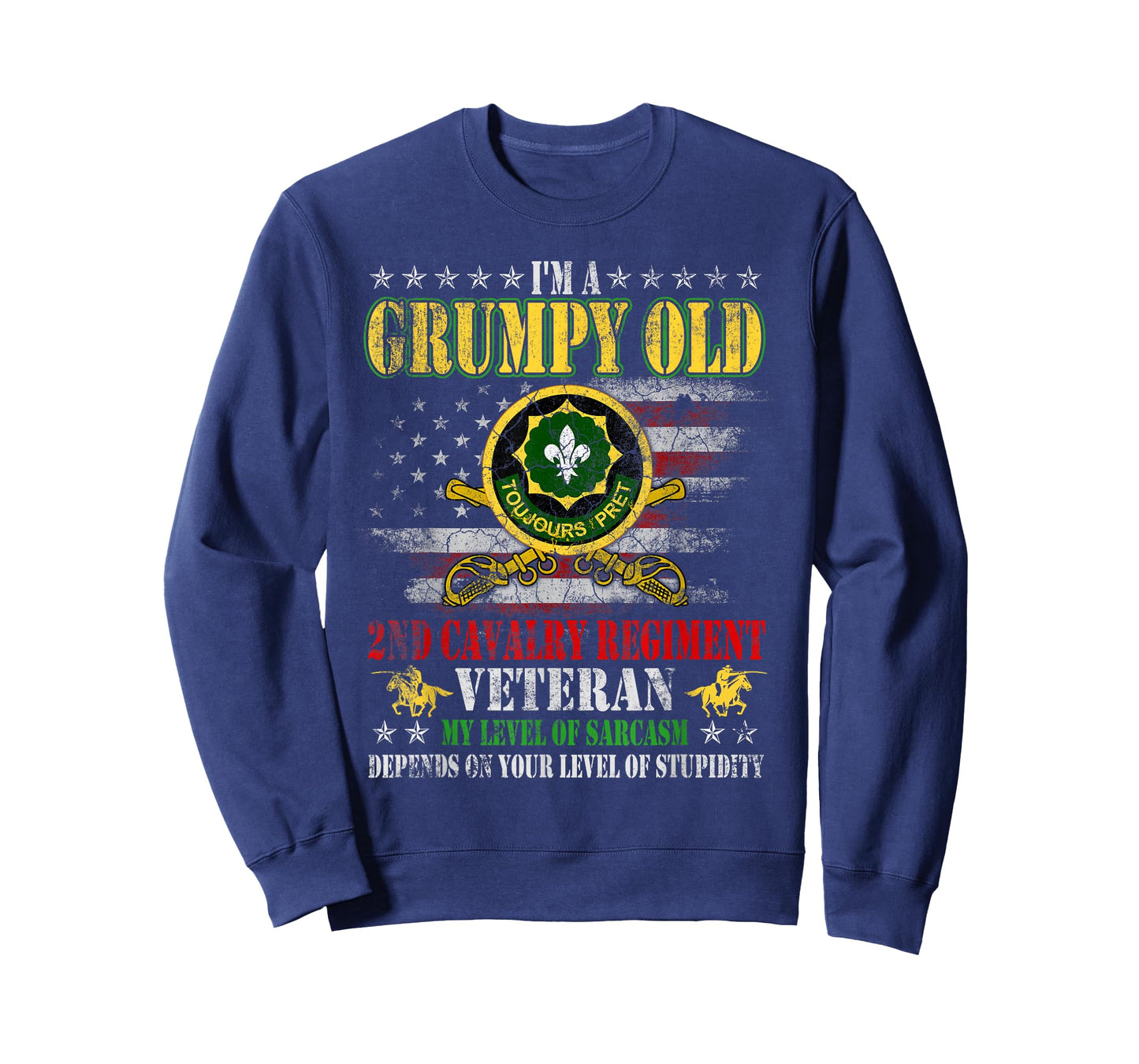 I'm A Grumpy Old 2nd Armored Cavalry Regiment Veteran Flag T-Shirt