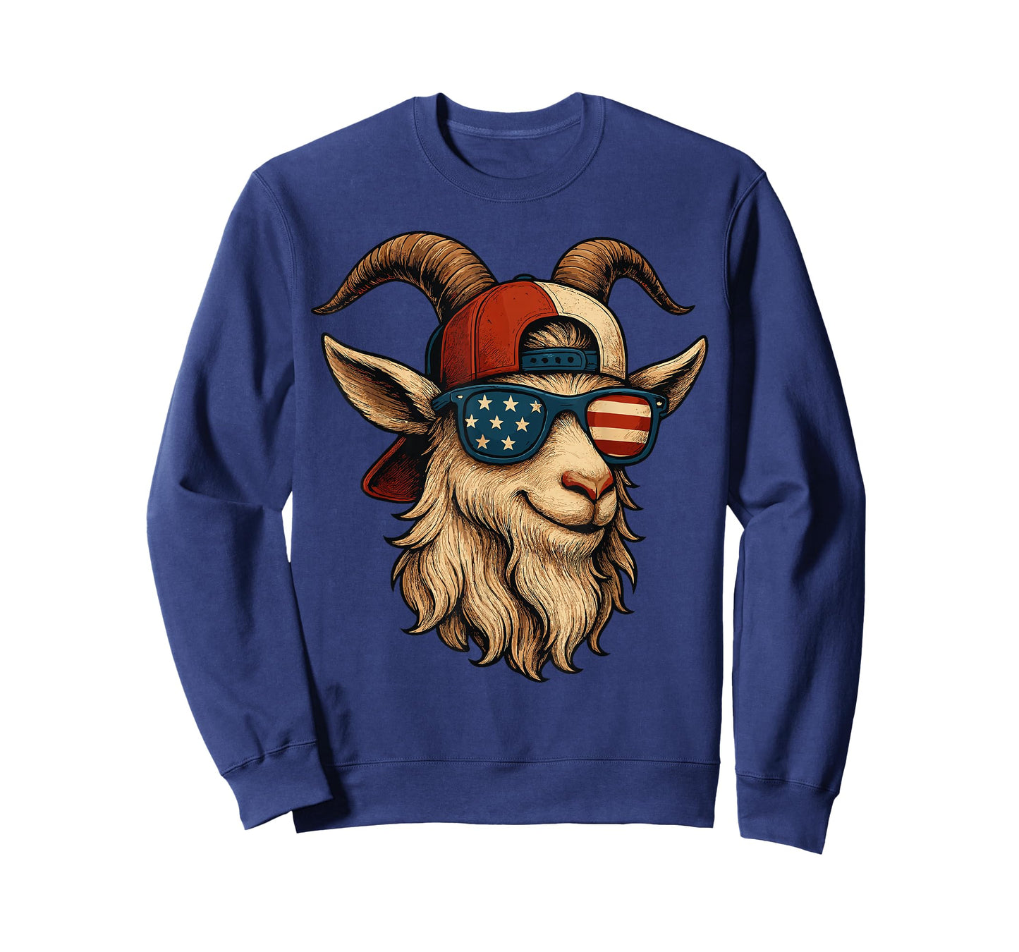 4th of July Goat USA Flag Sunglasses Patriotic Animal Design T-Shirt