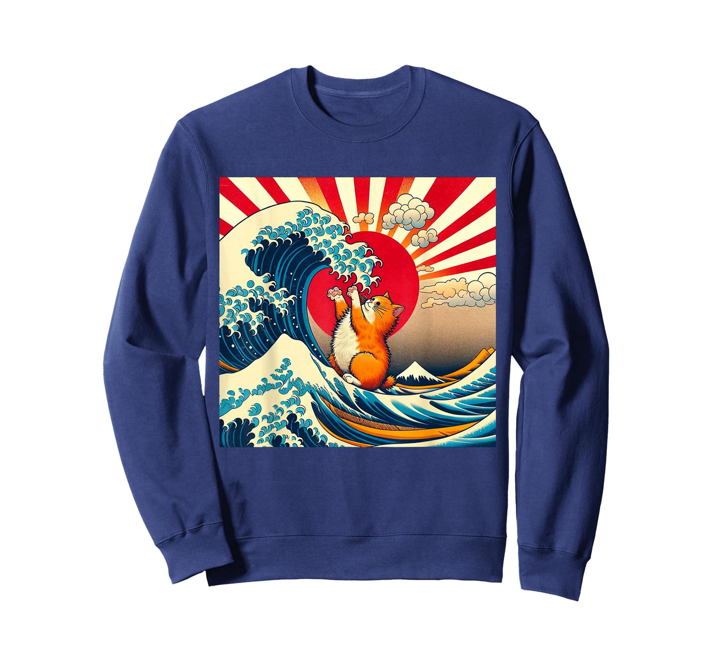 Kittenzilla Vintage Funny Cute Cat Art Japanese Sunset T-Shirt