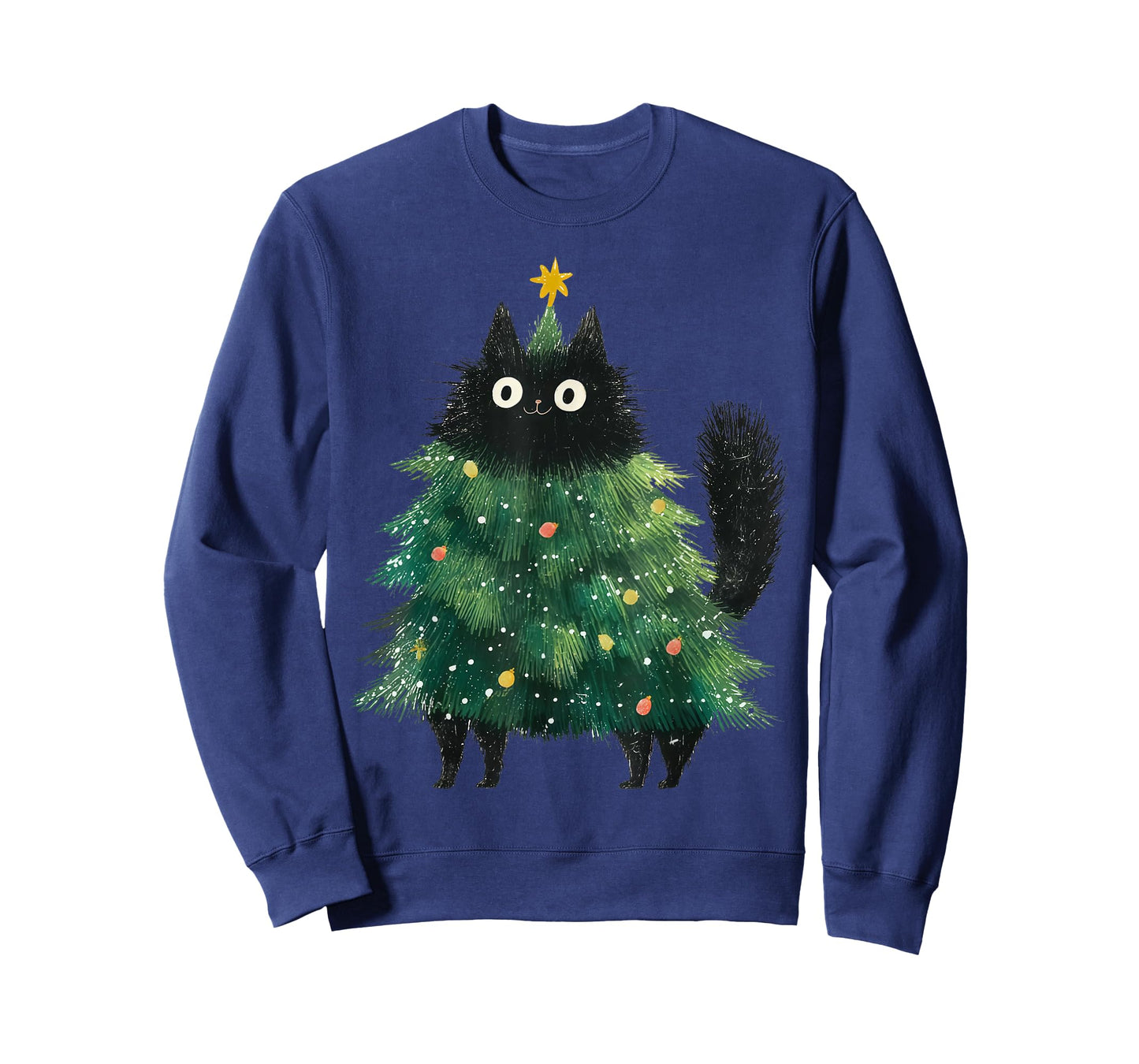 Cute Black Cat in Christmas Tree Cat Lover Holiday Pajama T-Shirt