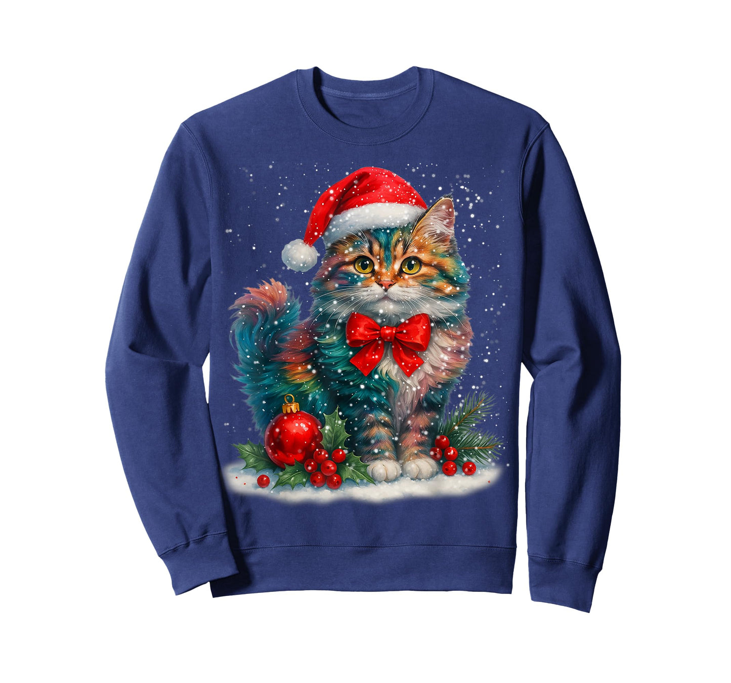 Cute Cat Santa Hat Red Coquette Christmas Xmas Women Girl T-Shirt