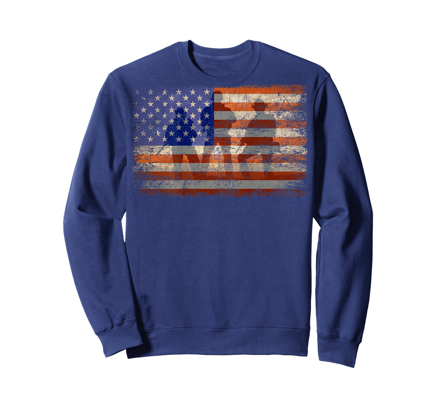 Military Soldier Patriotic American Flag Print On Back T-Shirt