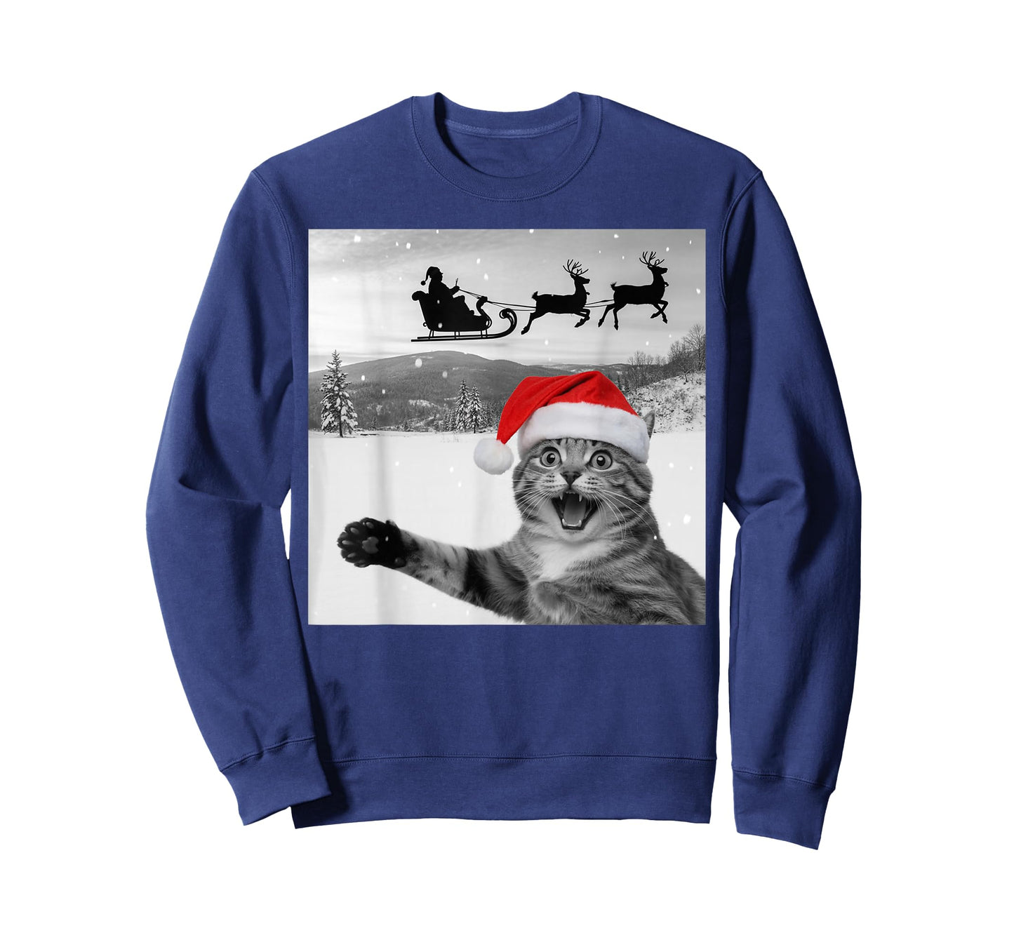 Cat Selfie with Santa Funny Christmas for Men Women Kids T-Shirt