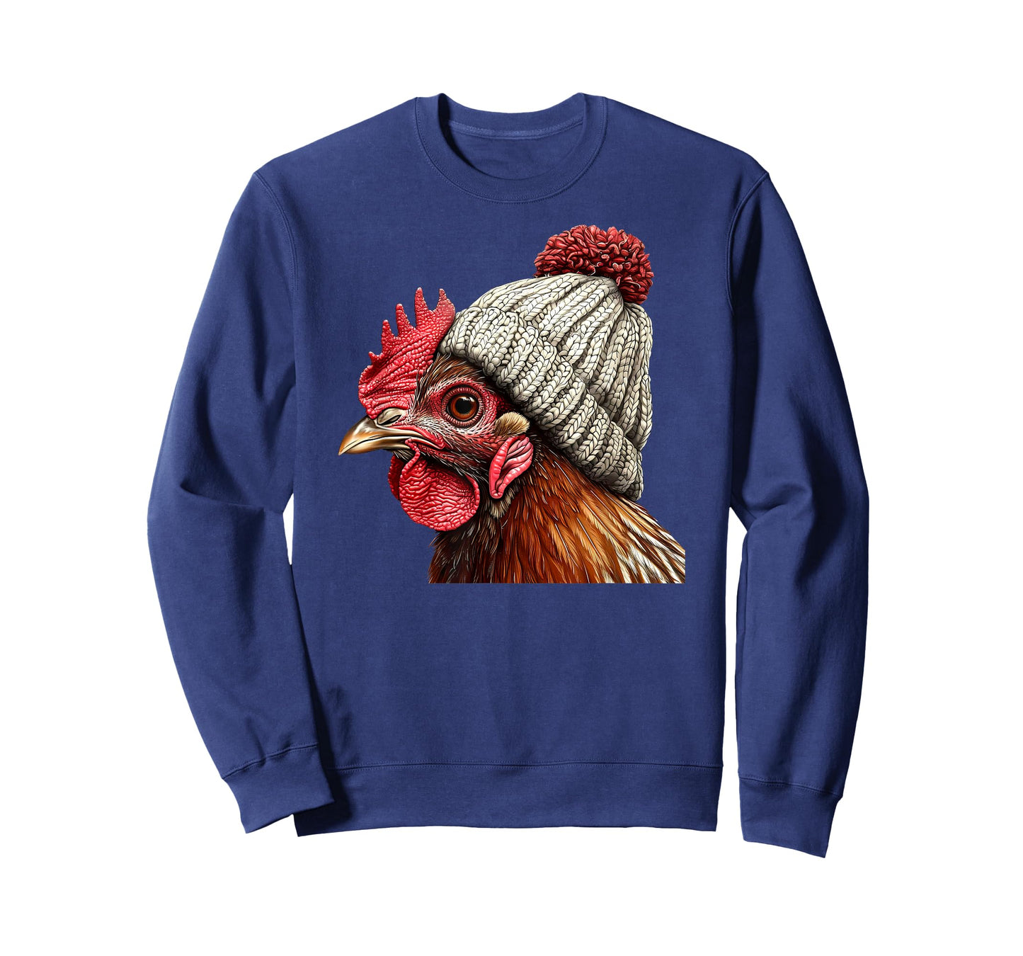 Chicken Wearing Beanie Retro Graphic Farm Animal Rooster T-Shirt