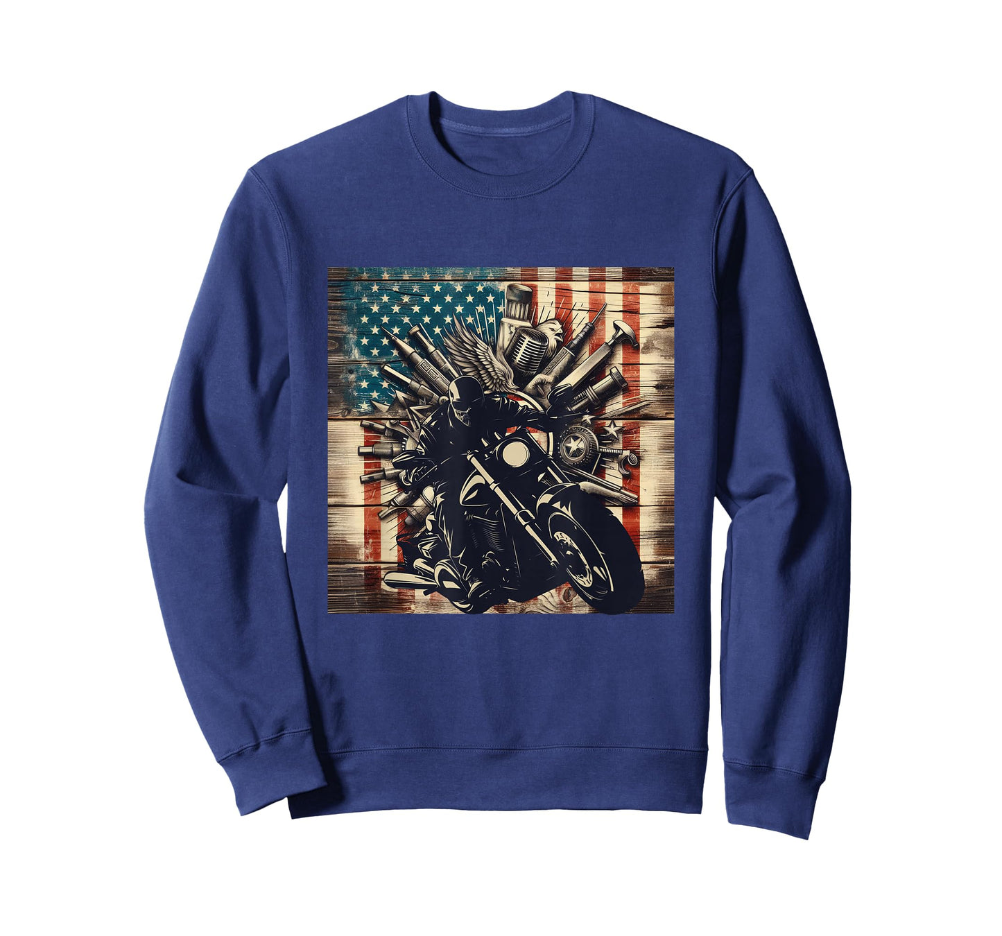 Patriotic American Flag Biker Motorcycle T-Shirt