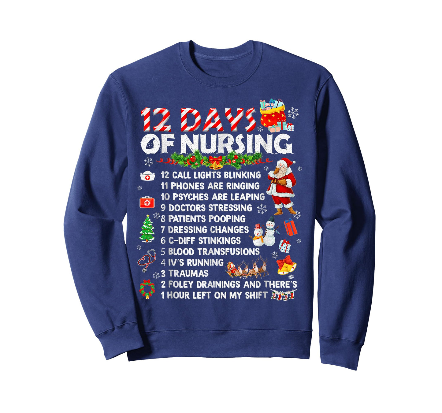 12 Days of Nursing Nurses Christmas Xmas T-Shirt