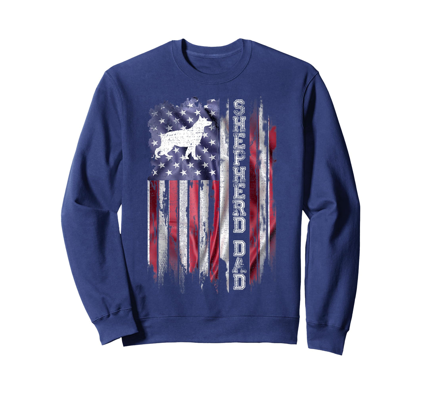Vintage American Flag Proud German Shepherd Dad Silhouette T-Shirt