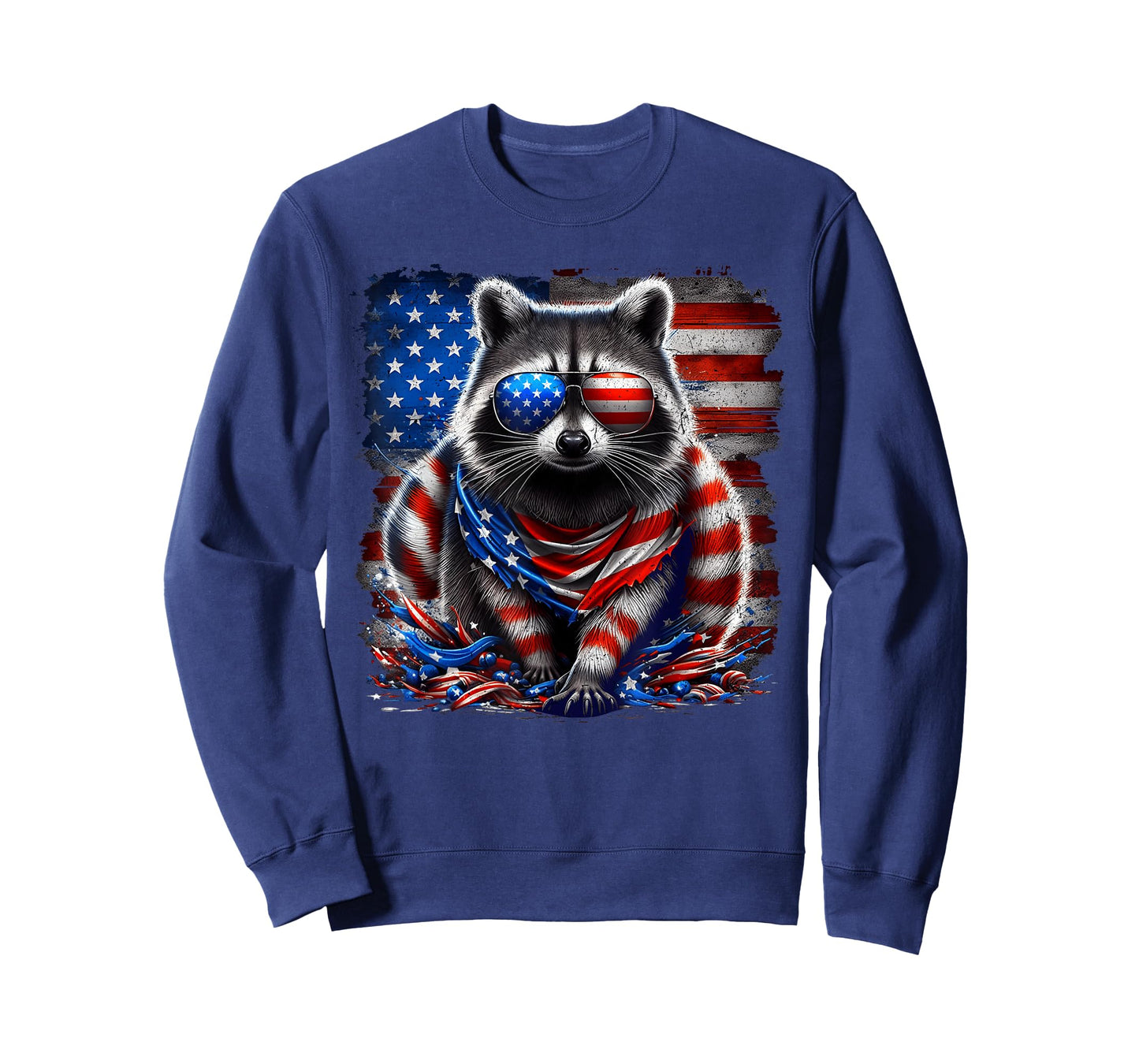 Patriotic Raccoon 4th of July American Flag Funny Raccoon T-Shirt