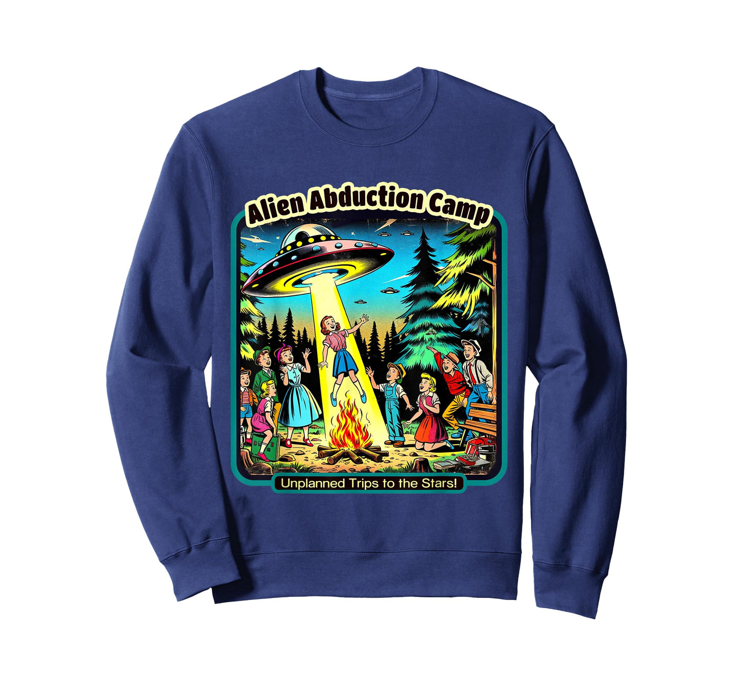 Funny Vintage Alien Abduction Camp UFO Alien T-Shirt