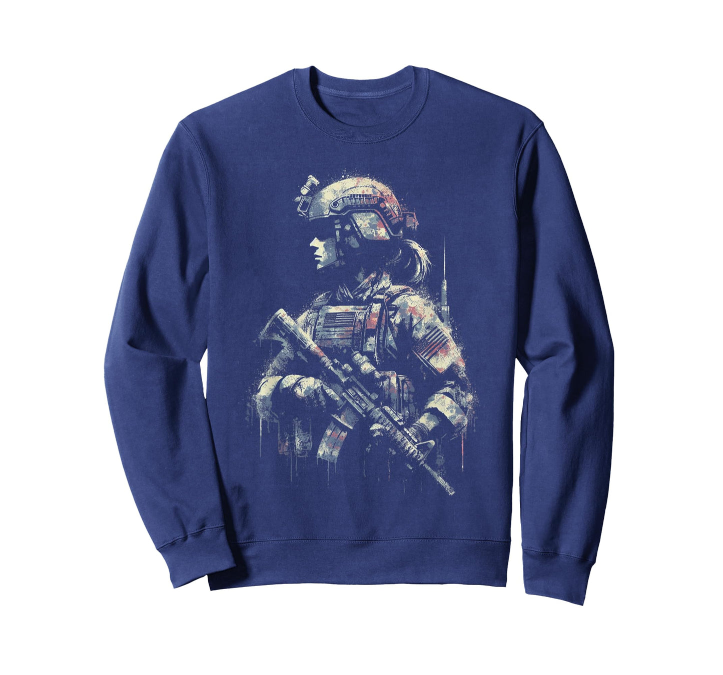 Female Soldier American Flag - Patriotic USA Veteran T-Shirt