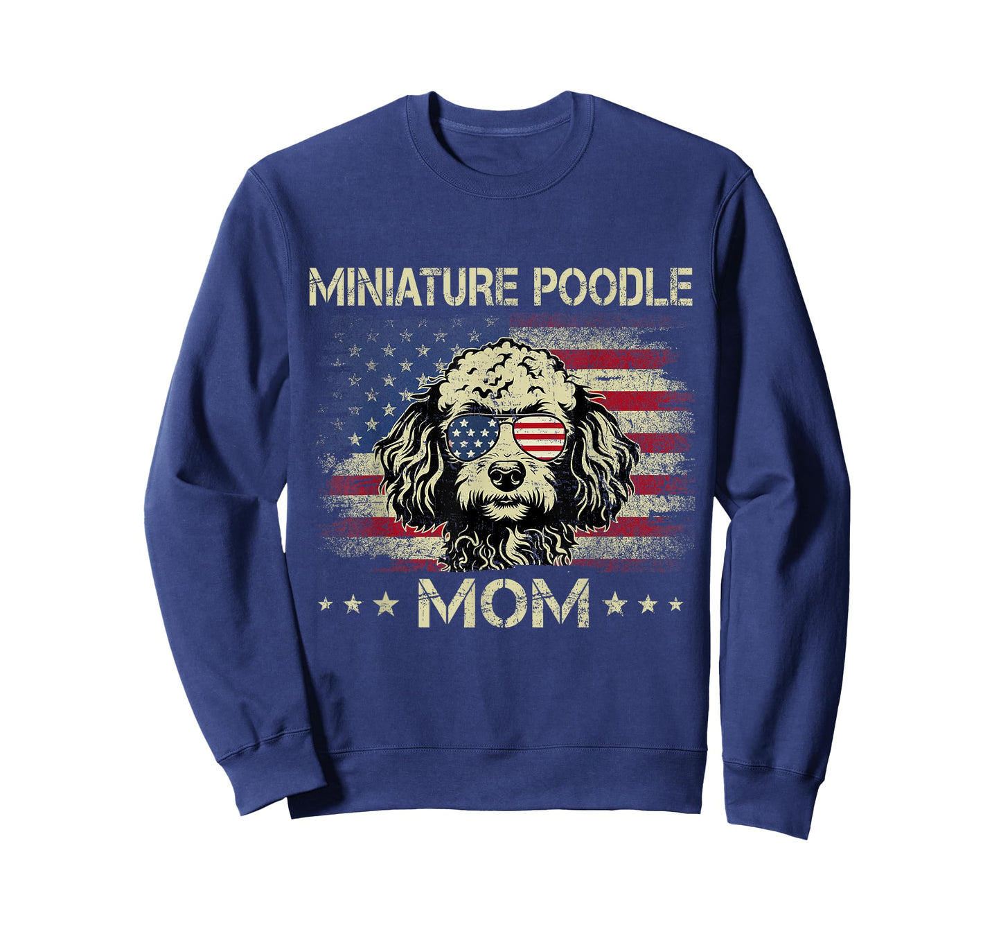 Miniature Poodle Mom Dog Vintage American Flag 4th Of July T-Shirt