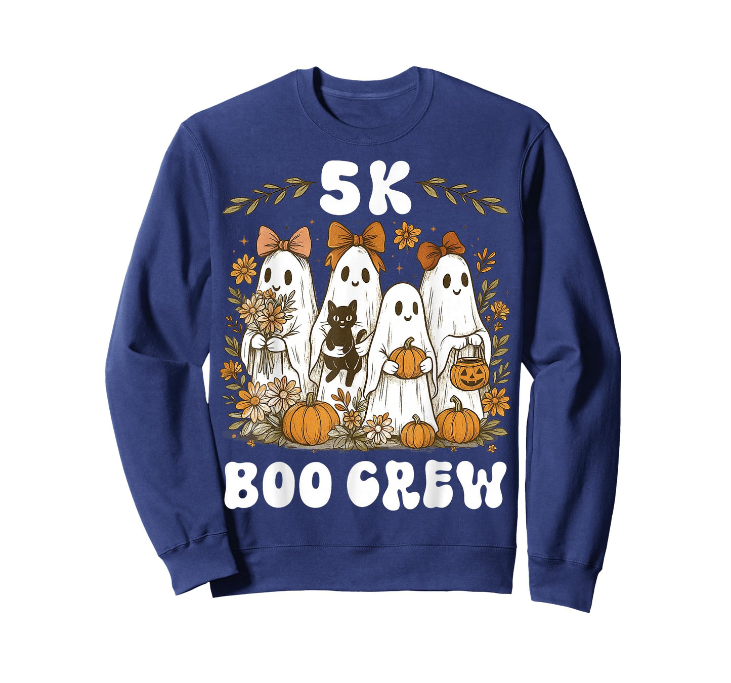5K Boo Crew Halloween Teacher K5 Floral Ghost Trick or Teach T-Shirt