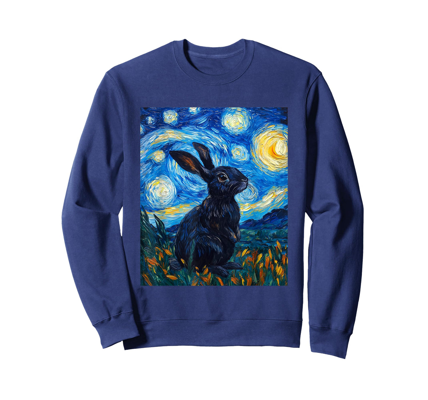 Cute Bunny Rabbit - Van Gogh Style - Starry Night T-Shirt