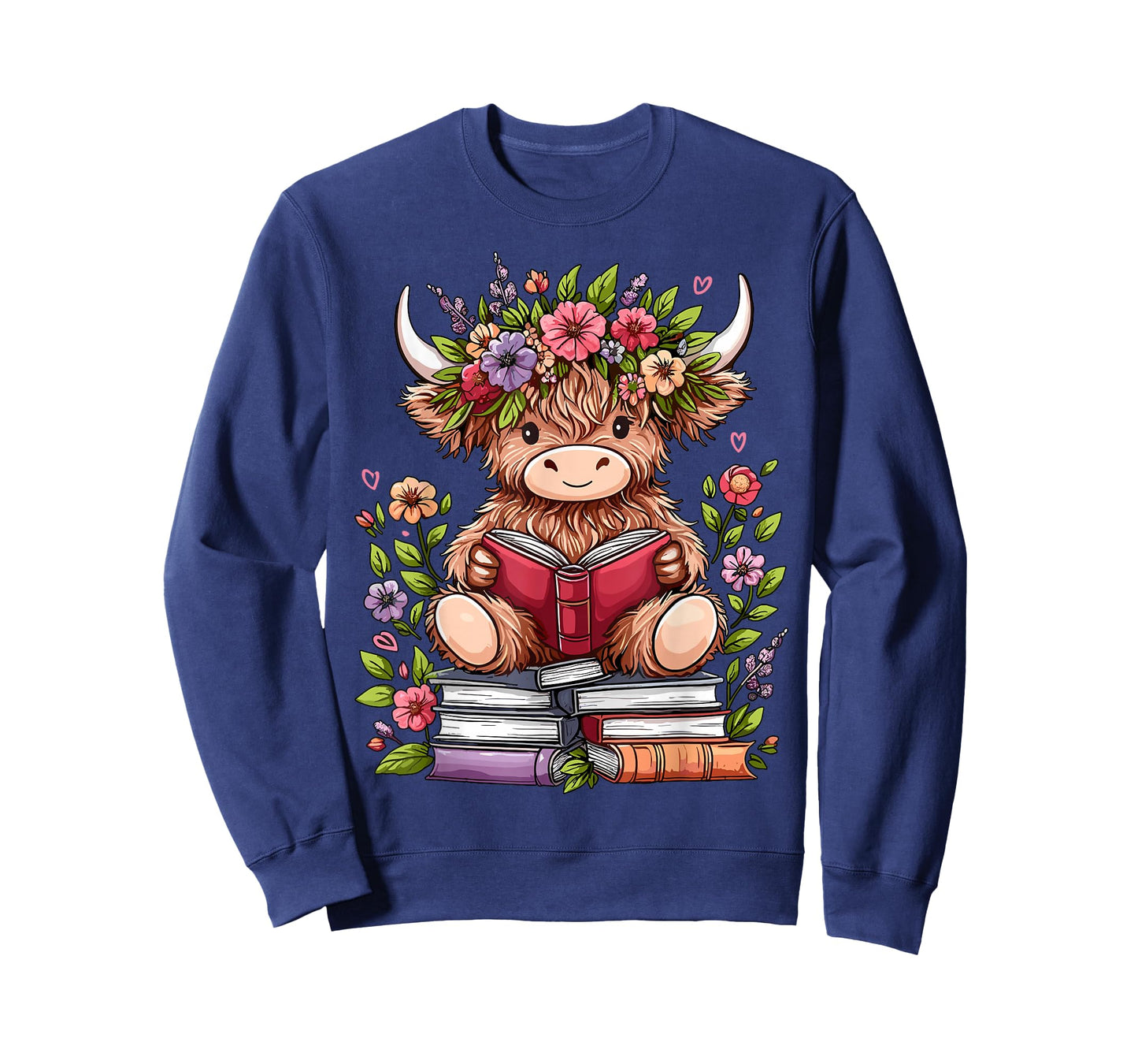 Cute Baby Highland Cow with Reading Book Bookworm T-Shirt