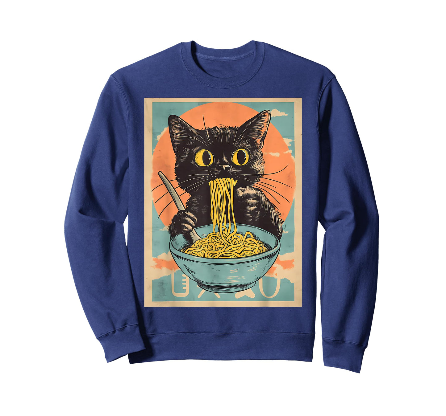 Anime Cat Ramen Japanese Funny Graphic Tees Kawaii Cat T-Shirt