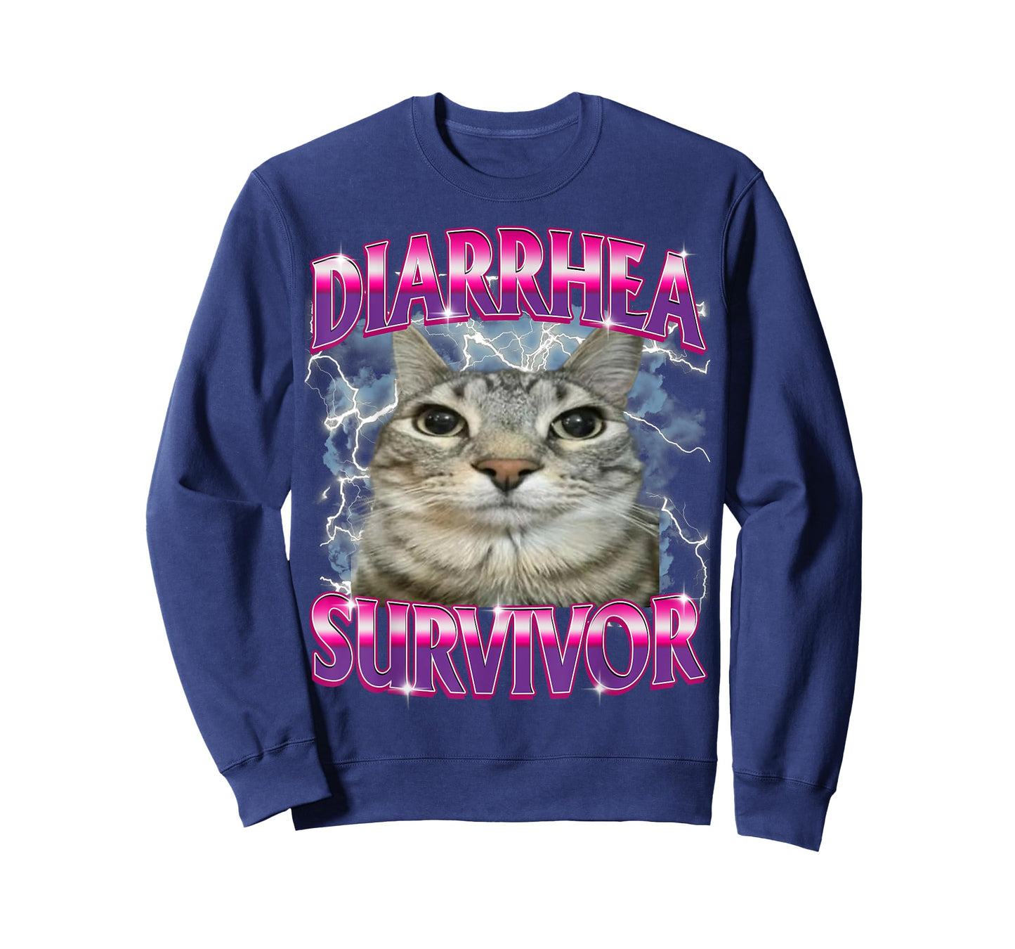 Funny Silly Staring Cat Saying Diarrhea Survivor Gen-Z Humor T-Shirt