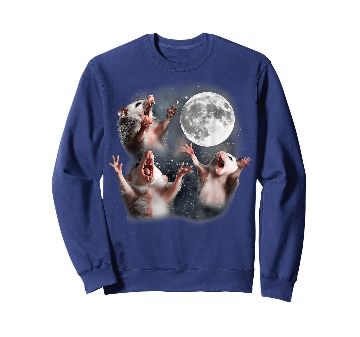 Men Women Three Possums Moon 3 Head Opposum Funny Weird Meme T-Shirt