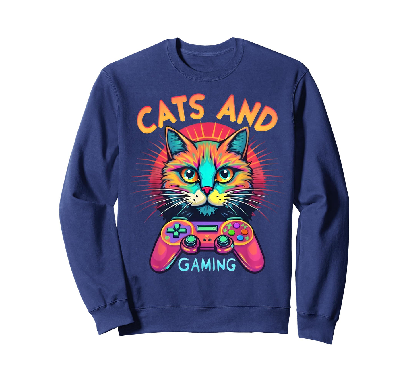 Cats And Gaming Funny Cat Lover Gaming Video Game Player Men Women Kids T-Shirt