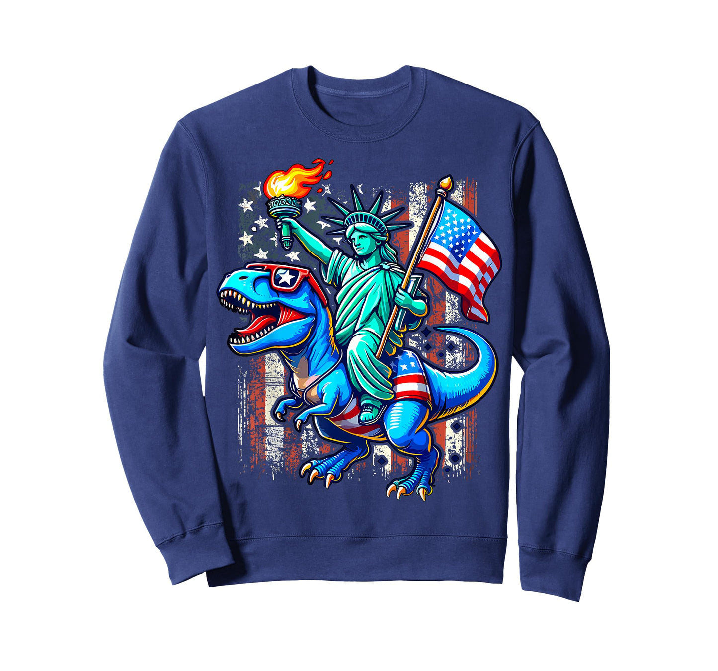 Dino Statue Of Liberty 4th Of July American T-Shirt