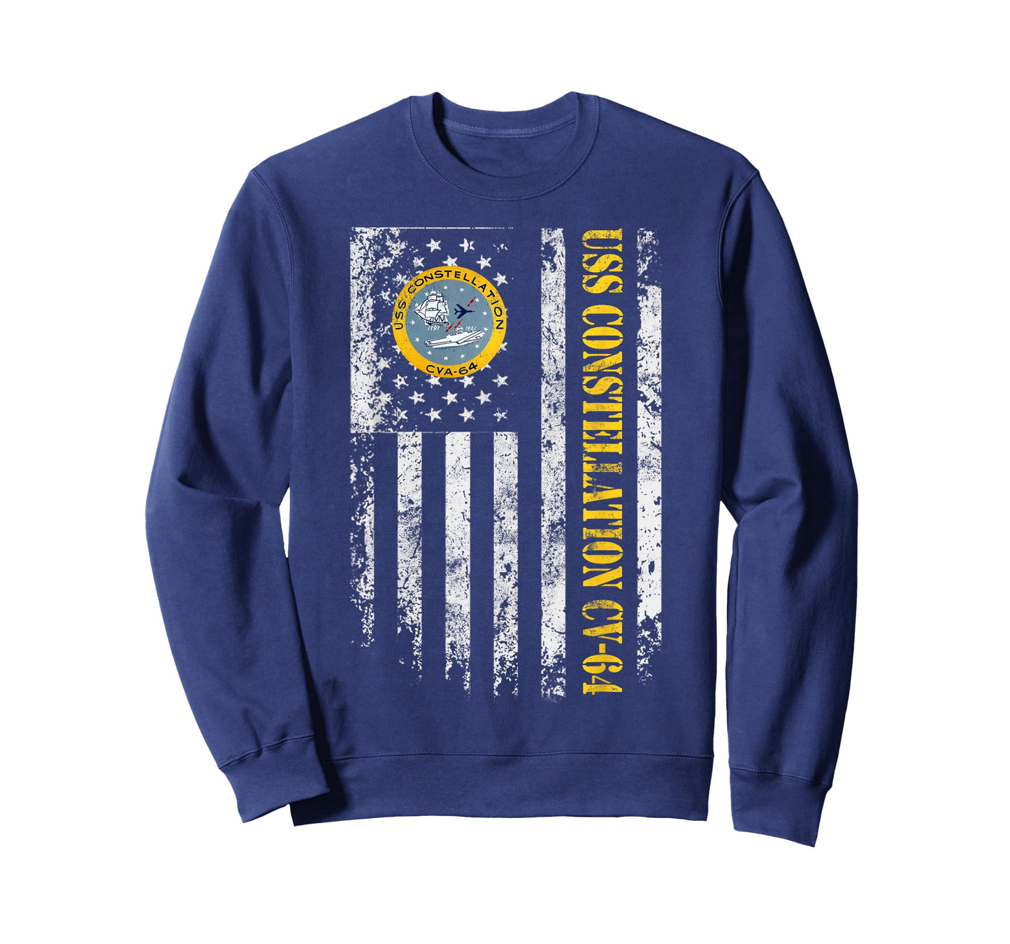 USS Constellation CV-64 Aircraft Carrier Veteran Flag Retro T-Shirt