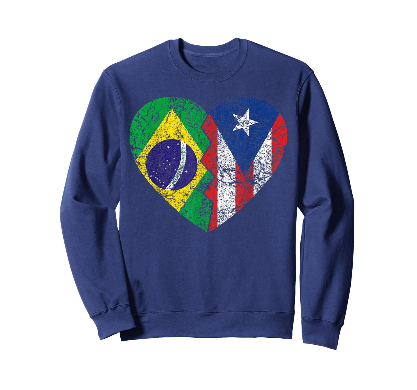 Puerto Rican Brazilian Flags Heart | Brazil Puerto Rico T-Shirt
