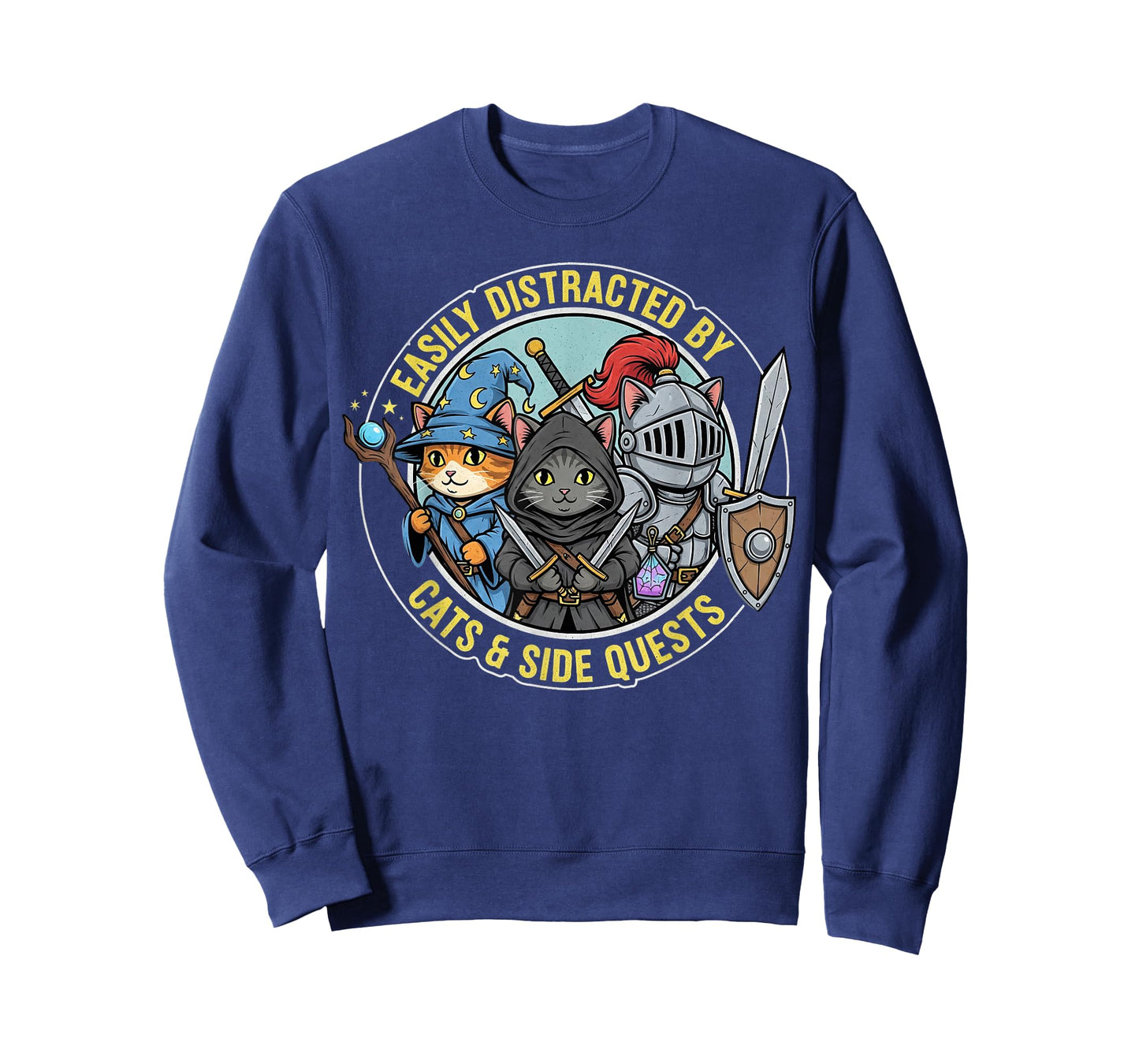 Gamer Easily Distracted by Cats Side Quests RPG Cat Funny T-Shirt