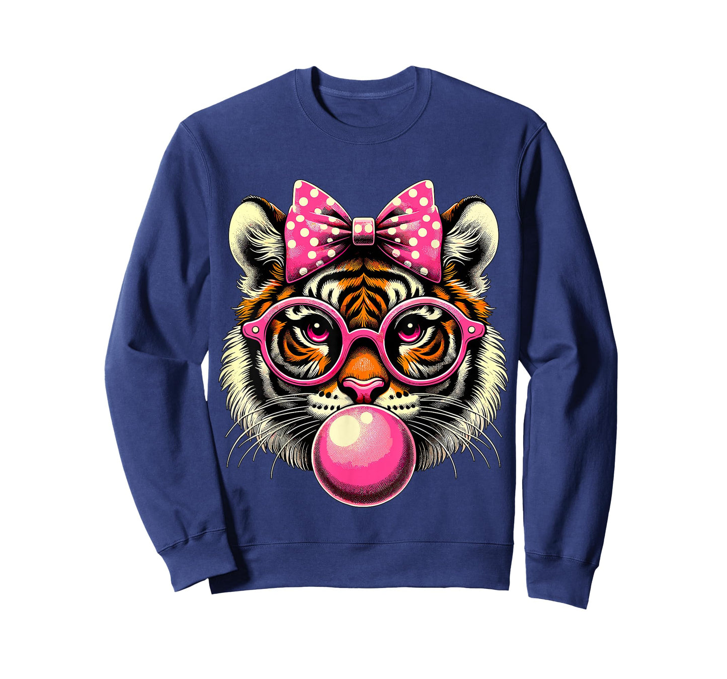 Tiger with Glasses Bubblegum and Bow T-Shirt