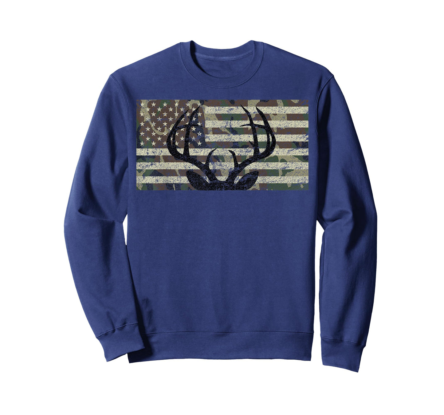 Deer Hunting Camo American Flag Buck Antlers Hunter Country T-Shirt